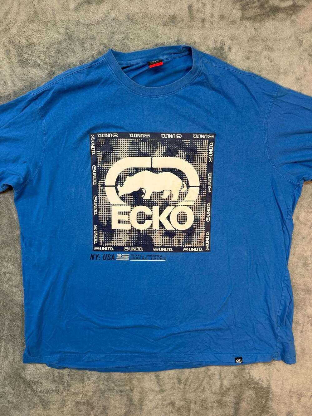 Eckō Unltd. Long Sleeve Graphic T-Shirt Size 4XLT Blue Cotton